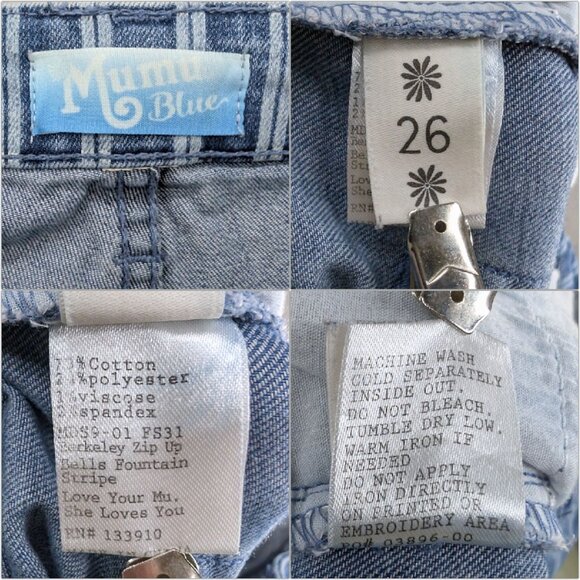 Show Me Your Mumu Berkeley Bells Fountain Jeans Womens Blue Stripe Flare Size 26 - Picture 6 of 11